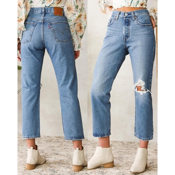 NWT Levi's 501 Original Cropped Straight Leg Jeans - Picture 1 of 14